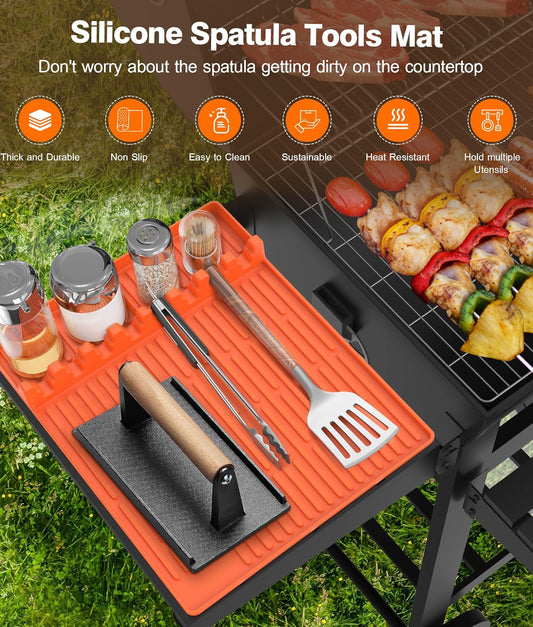 🌞Summer Sale 50% OFF🔥Silicone Grill Tools Mat with Drip Pad