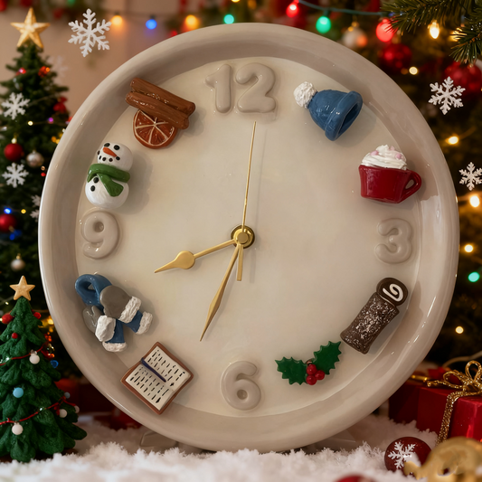 🎅🎄🕒Handmade Clock with Seasonal Magnet Charms🎁☃️
