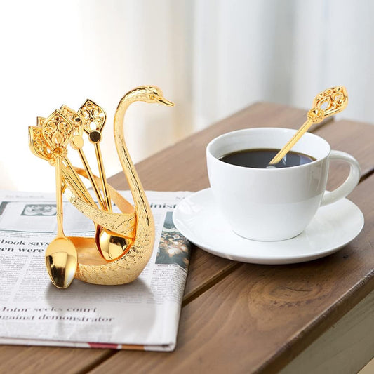 🦢✨☕ Creative swan design coffee stirring spoon set (6 spoons)