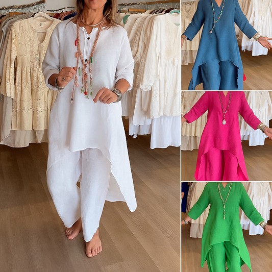 💃✨Women's Solid Color Linen Casual Suit🔥🔥