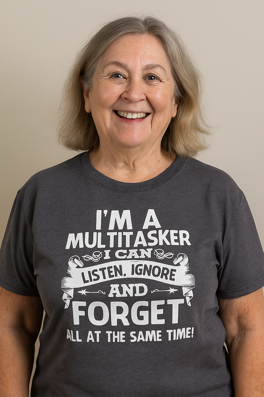 👕 I'M A MULTITASKER ✨Women's Letter Print Round Neck Tee