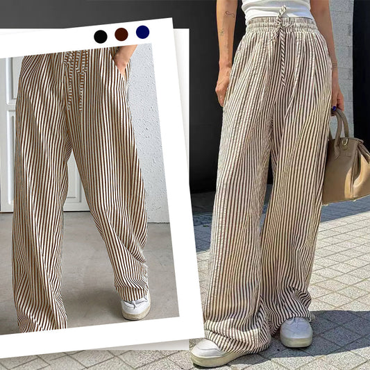 🌞Summer Sale 50% OFF🔥Women's Casual Vertical Stripe Drawstring Pants