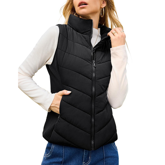 🩷 Hot Sale 49% OFF🩷Women Sleeveless Zip Up Stand Collar Quilted Vest with Pocket