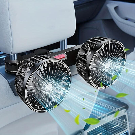 🌞Summer Sale 50% OFF🔥Dual Head USB Car Seat Fan, 3-Speed 360° Rotatable
