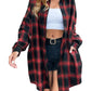 🔥2025 NEW SALES - 50% OFF🔥Women's Button Down Flannel Shirts Plaid Shacket Collared Long Jacket Coats