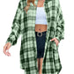 🔥2025 NEW SALES - 50% OFF🔥Women's Button Down Flannel Shirts Plaid Shacket Collared Long Jacket Coats