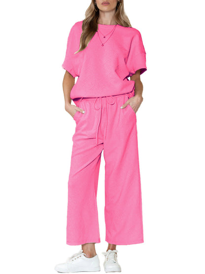 🔥HOT SALE🔥WOMEN'S TEXTURED LOOSE FIT T SHIRT SET