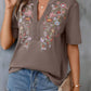 🌸Spring Sale 60% OFF👕Embroidered Notched Short Sleeve T-Shirt✨