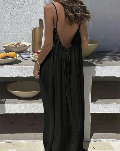 💕Spring Special 60% OFF💃Women's Solid Color Backless Cami Dress👗