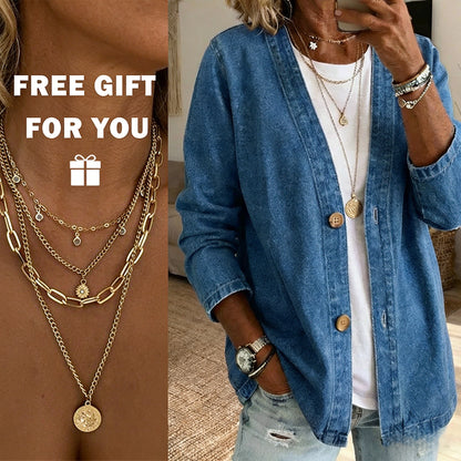 🌸Spring Sale 60% OFF🧥👖Women's Classic Button Front Denim Jacket✨