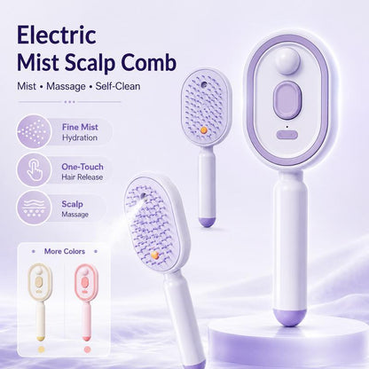 ⏳LAST DAY - 60% Off🔥Electric Spray Air Cushion Massage Comb💆‍♀️Self-Cleaning 🧼, Tangle-Free ✂️ & Frizz-Control Hair Brush with Soothing Mist Spray