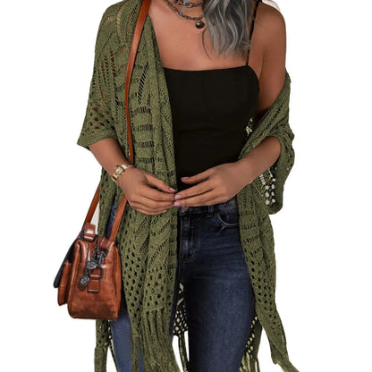 🏖️Summer Hot Sale 60% OFF🏝️Women’s Oversized Knit Cardigan – Lightweight Crochet Tassel Kimono for Spring & Summer🌸☀️