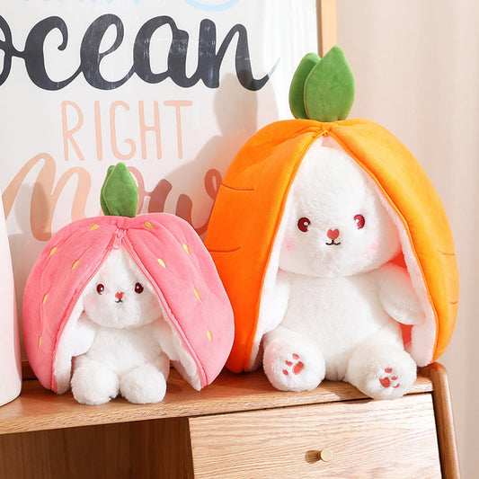 🍓EASTER Sale 50% OFF🍓Strawberry Bunny Transformed into Little Rabbit🎀 Fruit Doll Plush Toy🐰
