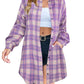 🔥2025 NEW SALES - 50% OFF🔥Women's Button Down Flannel Shirts Plaid Shacket Collared Long Jacket Coats