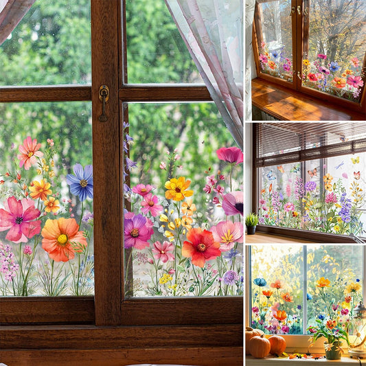 🌸Spring Sale 60% OFF💞Colorful Floral Bouquet Window Sticker🖼️(Cut to size freely)