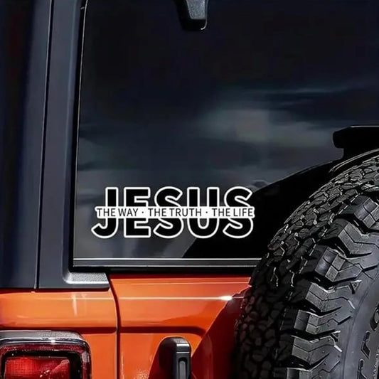 ✝️Limited-time 50% Off⏰JESUS Vinyl Decal – "The Way, The Truth, The Life" Design – Weather-resistant, easy apply/remove & perfect for cars or windows – share your faith daily 🚗