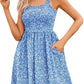 ⏰Hot Sale 49% Off💃Women's Summer Dresses Casual Square Neck Floral Sundress With Pockets