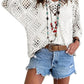 🏖️Summer Hot Sale 60% OFF🏝️👚Women’s Bohemian-Inspired Beige Crochet Top with V-Neck✨