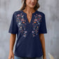 🌸Spring Sale 60% OFF👕Embroidered Notched Short Sleeve T-Shirt✨