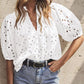 🌞Summer Sale 50% OFF🔥V Neck Buttons Hollow Out Lace Embroidered Blouses Shirts