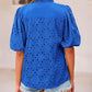 🌞Summer Sale 50% OFF🔥V Neck Buttons Hollow Out Lace Embroidered Blouses Shirts