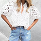 🌞Summer Sale 50% OFF🔥V Neck Buttons Hollow Out Lace Embroidered Blouses Shirts
