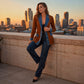 ⌛⏰Last Day 50% OFF🎁🧥Women's Elegant Denim Spliced Ribbed Knit Coat