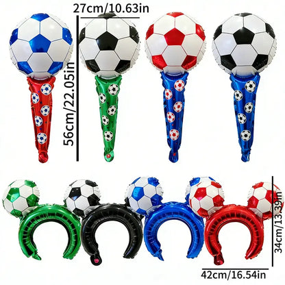 ⚽🏆 50pcs 2026 World Cup Party Set 4 Soccer Headbands 4 Cheer Sticks 🎉🎈 Foil Balloons Photo Backdrop