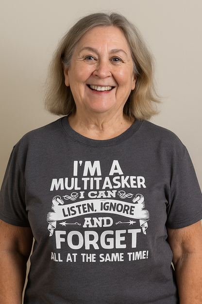 👕 I'M A MULTITASKER ✨Women's Letter Print Round Neck Tee