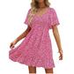 🌞2025 New Arrivals🔥Women's Cute Smocked V Neck Flutter Sleeve Mini Dress with Pockets