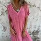 💕Limited Sale 50% OFF💕Women's Loose V-neck cotton linen dress