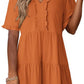 🏖️Summer Hot Sale 60% OFF🏝️👗Women's V Neck Ruffle Casual A-Line Flowy Swing Shift Dress