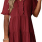 🏖️Summer Hot Sale 60% OFF🏝️👗Women's V Neck Ruffle Casual A-Line Flowy Swing Shift Dress