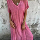 💕Limited Sale 50% OFF💕Women's Loose V-neck cotton linen dress