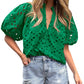 🌞Summer Sale 50% OFF🔥V Neck Buttons Hollow Out Lace Embroidered Blouses Shirts