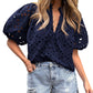 🌞Summer Sale 50% OFF🔥V Neck Buttons Hollow Out Lace Embroidered Blouses Shirts