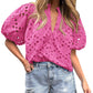 🌞Summer Sale 50% OFF🔥V Neck Buttons Hollow Out Lace Embroidered Blouses Shirts