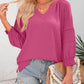 💥Last Day Special Sale 60% OFF👚Womens 3/4 Lantern Sleeve Casual V-Neck T-Shirts Pleated Loose Hollow-Out Blouse