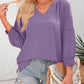 💥Last Day Special Sale 60% OFF👚Womens 3/4 Lantern Sleeve Casual V-Neck T-Shirts Pleated Loose Hollow-Out Blouse