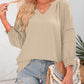 💥Last Day Special Sale 60% OFF👚Womens 3/4 Lantern Sleeve Casual V-Neck T-Shirts Pleated Loose Hollow-Out Blouse