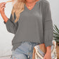 💥Last Day Special Sale 60% OFF👚Womens 3/4 Lantern Sleeve Casual V-Neck T-Shirts Pleated Loose Hollow-Out Blouse
