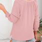 💥Last Day Special Sale 60% OFF👚Womens 3/4 Lantern Sleeve Casual V-Neck T-Shirts Pleated Loose Hollow-Out Blouse