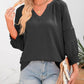 💥Last Day Special Sale 60% OFF👚Womens 3/4 Lantern Sleeve Casual V-Neck T-Shirts Pleated Loose Hollow-Out Blouse