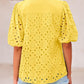 🌞Summer Sale 50% OFF🔥V Neck Buttons Hollow Out Lace Embroidered Blouses Shirts