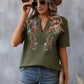 🌸Spring Sale 60% OFF👕Embroidered Notched Short Sleeve T-Shirt✨