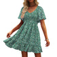 🌞2025 New Arrivals🔥Women's Cute Smocked V Neck Flutter Sleeve Mini Dress with Pockets
