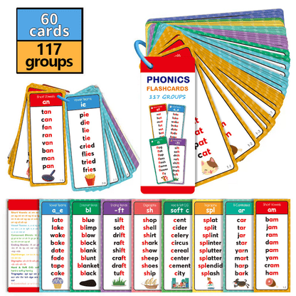 🔥Buy More Save More🔥🔠Phonics Word Cards 117 Sound Groups 900+ Rhyming Words Preschool English Discovery Joy🎁