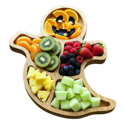 🎃👻2025 New Arrivals✨Halloween Ghost Shaped Bamboo Serving Tray