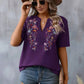 🌸Spring Sale 60% OFF👕Embroidered Notched Short Sleeve T-Shirt✨