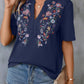 🌸Spring Sale 60% OFF👕Embroidered Notched Short Sleeve T-Shirt✨